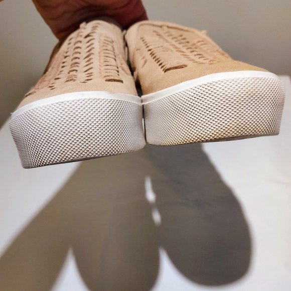 Marc Fisher Tan Suede Basket Weave Slip Ons - Picture 6 of 7